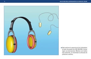 16   GUIA DE AYUDA PARA LA AUTOEVALUACIÓN DE LOS RIESGOS DEL TRACTOR




          Debe evaluarse la exposición de los trabajadores
          al ruido, de acuerdo con el RD 286/2006, y actuar
          según sus prescripciones. Mientras no se realice
          esta evaluación, se recomienda la utilización de
          protectores auditivos.
 