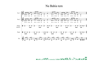 23 
& 
& 
ã 
ã 
& 
42 
42 
42 42 
42 
Voz 1 
Voz 2 
Palma 
(suave) 
Pandeiro 
Xilofone 
oe oe oe oe Na Ba hi a 
oe oe Na Ba 
oe oe 
Σ 
oe oe 
ú 
tem, 
oe oe hi a 
oe OE 
oe oe 
ú 
oe oe tem, tem, 
oe oe tem, tem, 
oe oe 
oe OE 
oe oe 
ú tem 
ú tem 
oe OE 
oe oe 
ú 
oe oe oe oe 
Na Ba hi a 
oe oe Tem, mo 
oe oe 
oe OE 
oe oe 
oe oe oe oe oe tem, ó, mo re na, 
oe oe re na, 
oe OE 
oe oe 
oe oe 
oe oe oe oe co co de vin 
oe oe oe oe co co de vin 
oe oe 
oe OE 
oe oe 
oe oe 
tém Lá 
oe oe 
tém Lá 
oe OE 
oe OE 
oe oe 
oe oe oe oe oe lá lá lá lá lá 
oe oe oe oe oe lá lá lá lá lá 
OE oe oe 
oe oe oe 
oe oe oe oe 
- - - - - - - - 
- - - - - - 
& 
& 
ã 
Voz 1 
Voz 2 
Palma 
(suave) 
oe oe oe oe oe lá lá lá lá lá 
oe oe oe oe oe lá lá lá lá lá 
OE oe oe 
oe oe oe oe oe lá lá lá lá lá 
oe oe oe oe oe lá lá lá lá lá 
OE oe oe 
oe oe 
lá lá 
oe oe 
lá lá 
OE oe oe 
oe oe oe oe oe lá lá lá lá lá 
oe oe oe oe oe lá lá lá lá lá 
OE oe oe 
oe oe oe oe oe lá lá lá lá lá 
oe oe oe oe oe lá lá lá lá lá 
OE oe oe 
oe oe oe oe oe lá lá lá lá lá 
oe oe oe oe oe lá lá lá lá lá 
OE oe oe 
úlá 
úlá 
oe oe oe 
Na Bahia tem 
ã 
& 
42 
42 
Pandeiro 
Xilofone 
Σ 
oe oe 
oe oe 
ú 
oe OE 
oe oe 
oe oe 
ú 
oe OE 
oe oe 
oe oe 
oe oe 
oe OE 
oe oe 
oe OE 
oe oe 
oe oe oe 
oe oe oe oe 
& 
& 
ã 
ã 
& 
Voz 1 
Voz 2 
Palma 
(suave) 
Pand. 
Xil. 
oe oe oe oe oe lá lá lá lá lá 
oe oe oe oe oe lá lá lá lá lá 
OE oe oe 
oe oe oe 
oe oe oe oe 
oe oe oe oe oe lá lá lá lá lá 
oe oe oe oe oe lá lá lá lá lá 
OE oe oe 
oe oe oe 
oe oe oe oe 
oe oe 
lá lá 
oe oe 
lá lá 
OE oe oe 
oe oe oe 
oe oe oe oe 
oe oe oe oe oe lá lá lá lá lá 
oe oe oe oe oe lá lá lá lá lá 
OE oe oe 
oe oe oe 
oe oe oe oe 
oe oe oe oe oe lá lá lá lá lá 
oe oe oe oe oe lá lá lá lá lá 
OE oe oe 
oe oe oe 
oe oe oe oe 
oe oe oe oe oe lá lá lá lá lá 
oe oe oe oe oe lá lá lá lá lá 
OE oe oe 
oe oe oe 
oe oe oe oe 
úlá 
úlá 
oe oe oe 
oe oe oe 
oeoe oeoe oeoe 
2. Na Bahia tem, já mandei comprar 
Na Bahia tem, ó, morena, ferro de engomar 
Lá, lá, lá, lá... 
 