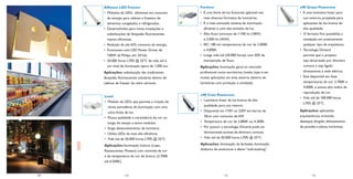 Afﬁnium LED Freezer                             Fortimo                                            eW Graze Powercore
           • Módulos de LEDs eﬁcientes em consumo          • É uma fonte de luz funcional, aplicável nos      • É uma luminária linear para
             de energia para cabines e freezers de           mais diversos formatos de luminárias.              uso externo, projetada para
             alimentos congelados e refrigerados.          • É o mais avançado sistema de iluminação            aplicações de luz branca de
           • Desenvolvidos para novas instalações e          eﬁciente e com alta emissão de luz.                alta qualidade.
             substituições de lâmpadas ﬂuorescentes        • Alto ﬂuxo luminoso de 1.100 lm (18W)             • O formato ﬁno possibilita a
             menos eﬁcientes.                                e 2.000 lm (45W).                                  instalação em praticamente
           • Redução de até 65% consumo de energia.        • IRC >80 em temperaturas de cor de 3.000K           qualquer tipo de arquitetura.
           • Funcionam com LED Power Driver de               e 4.000K.                                        • Tecnologia Dimand
             100W da Philips, em 24 Vdc.                   • Longa vida útil (50.000 horas) com 50% de          permite que o projetor
           • 50.000 horas L70% @ 25ºC de vida útil e         manutenção de ﬂuxo.                                seja dimerizado por dimmers
             um nível de iluminação típico de 1.000 lux.   Aplicações: iluminação geral no mercado              comuns e seja ligado
           Aplicações: substituição das tradicionais       proﬁssional como escritórios, hotéis, lojas e em     diretamente à rede elétrica.
           lâmpadas ﬂuorescentes tubulares dentro de       muitas aplicações em área externa (dentro de       • Está disponível em duas
           cabines de freezer de vidro verticais.          luminárias com proteção à umidade).                  temperaturas de cor: 2.700K e
                                                                                                                4.000K, e possui alto índice de
                                                                                                                reprodução de cor.
           Lexel                                           eW Cove Powercore
                                                                                                              • Vida útil de 100.000 horas
           • Módulo de LEDs que permite a criação de       • Luminária linear de luz branca de alta
                                                                                                                L70% @ 25ºC.
             várias atmosferas de iluminação com uma         qualidade, para uso interno.
             unica fonte de luz.                           • Disponível em 110V ou 220V em barras de          Aplicações: aplicações
           • Possui qualidade e consistência de cor ao       30cm com consumo de 6W.                          arquitetônicas incluindo
             longo do tempo e entre módulos.               • Temperatura de cor de 2.800K ou 4.200K.          destaque dirigido, delineamento
           • Exige desenvolvimento de luminária.           • Por possuir a tecnologia Dimand, pode ser        de paredes e placas luminosas.
           • Utiliza LEDs da mais alta eﬁciência.            dimmerizada atráves de dimmers comuns.
           • Vida útil de 50.000 horas L70% @ 25ºC.        • Vida útil de 50.000 horas L70% @ 25ºC.

           Aplicações: Iluminação Interna (Lojas,          Aplicações: iluminação de fachadas, iluminação
           Restaurantes, Museus) com controle de cor       dinâmica de exteriores e efeito “wall-washing”.
           e de temperatura de cor do branco (2.700K
           até 6.500K).


107   52                 110                                               112                         53             113
 