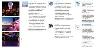 iColor Flex SLX                                  ColorReach                                        ColorBlast Powercore
           • Cabo ﬂexível com LEDs para uso interno         • É um projetor que traz cores e efeitos          • É um projetor de LED que
             e externo.                                       dinâmicos.                                        possui um facho de luz
                                                                                                                preciso.
           • Possibilita a criação de linhas contínuas ou   • Projeção de até 150 metros de altura.
                                                                                                              • Com grau de proteção IP66
             discretas de luz, onde qualquer ponto pode     • Fluxo luminoso maior que 5.200 lúmens.            permite a utilização em
             ter qualquer cor a qualquer momento.           • Fácil de instalar.                                ambientes externos.
           • Possui 50 nós RGB endereçáveis                 • Possui as tecnologias Powercore e               • Consumo de energia máximo
             individualmente.                                 Chromacore facilitando a instalação e             de 50W.
                                                                                                              • Fachos: 10º e 25º.
           • Consumo de apenas 50W.                           possibilitando a mudança de cores.
                                                                                                              • Alcance de até 20 metros
           • Possui dois espaçamentos padrões               • Vida útil de 70.000 horas L70% @ 25ºC e
                                                                                                              • Instalação com alimentação e
             (4 ou 12 polegadas), com um comprimento          grau de proteção IP66.                            controle com um único cabo.
             total de 5 ou 15 metros respectivamente.                                                         • Vida útil de 50.000 horas
                                                            Aplicações: iluminação de fachadas, iluminação
           • As lentes podem ser clara ou translúcida.                                                          L50% @ 50ºC.
                                                            dinâmica de exteriores e efeito “wall-washing”.
           • O iColor Flex SLX é uma versão mais                                                              Aplicações: perfeito para “wall
             ampla e brilhante de iColor Flex SL,                                                             washing” e efeitos de iluminação
                                                                                                              dinâmica de alta perfomance.
             permitindo uma visualização perfeita a
                                                            eW Reach                                          eW Blast Powercore
             partir de distâncias mais longas.
                                                            • É o primeiro projetor para aplicações           • É um projetor de LEDs que
           • Vida útil de 50.000 horas L70% @ 25ºC.
                                                              externas a oferecer luz branca com qualidade.     oferece intensa luz branca
           Aplicações: iluminação de fachadas,              • Possui um potencial de alcance de até             economizando energia.
           letreiros, transmissão de vídeos de resolução                                                      • Com design diferenciado,
                                                              240 metros.
           média, indústria de entretenimento.                                                                  excelente acabamento e
                                                            • Fluxo Luminoso: 8.612 ~ 11.392 lúmens.            materiais de alta qualidade é
                                                            • Vida útil de 70.000 horas L70% @ 25ºC e           ideal para aplicação externa
                                                              grau de proteção IP66.                            oferecendo iluminação de alta
                                                                                                                performance.
                                                            Aplicações: iluminação de fachadas, iluminação    • Está disponível em duas
                                                            de exteriores e efeito “wall-washing”.              temperaturas de cor: 2.700K
                                                                                                                ou 4.000K com alto índice de
                                                                                                                reprodução de cor.
                                                                                                              • Vida útil de 70.000 horas
                                                                                                                L70% @ 25ºC.
                                                                                                              Aplicações: perfeito para “wall
                                                                                                              washing” e efeitos de iluminação
                                                                                                              branca de alta perfomance.
115   56                 118                                                120                       57              121
 