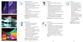 iW Blast Powercore
• Luminária linear de luz branca de alta
qualidade, para uso interno.
• Disponível em 110V ou 220V em barras de
30cm com consumo de 6W.
• Temperatura de cor ajustável de 2.700K
à 6.500K.
• Fachos: 10º e 23º.
• Instalação com alimentação e controle com
um único cabo.
• Vida útil de 50.000 horas L50% @ 50ºC.

Foto: Jim Abbott
Center City District

Aplicações: iluminação de fachadas,
iluminação dinâmica de exteriores e efeito
“wall-washing”.

Beamer LED
• É um projetor para iluminação de
arquitetura externa ideal para
“ﬂood” lighting.
• É formado por um único LED de alta
potência consumindo 4W.
• Projeta luz em uma distância de até 30m.
• Oferece máxima ﬂexibilidade com ajuste
de zoom e de facho 3º a 6º.
• Disponível com fonte de alimentação
integrada e três opções de ótica
(Spot, Linear e Grazer).
• Vida útil de 50.000 horas L70% @ 25ºC.

C-Splash
• É um projetor de sobrepor submersível
(IP68).
• Fácil instalação, com proteção térmica contra
temperaturas excessivas e longa vida útil.
• Desenvolvido para o uso em locais com
até 5 metros de profundidade possui um
tratamento especial em seu corpo que
previne a deterioração causada por produtos
como Bromo e Cloro.
• É ideal para a criação de efeitos dinâmicos de
iluminação com cores vivas e saturadas.
• Vida útil de 50.000 horas L50% @ 50ºC.
Aplicações: piscinas, chafarizes, cascatas e lagos.

Underwater
• É um compacto e inovador spot de sobrepor
ou embutir.
• Desenvolvido para iluminação de ambientes
externos úmidos ou com presença de água.
• Disponível nas cores branco ou azul, com
2 aberturas de fachos: 12º e 25º.
• Possui grau de proteção IP68, o que permite
utilização em submersão de até 10m.
• Vida útil de 70.000 horas L70% @ 25ºC.

Amazon
• É um balizador composto de
LEDs de baixa potência.
• Ideal para substituir lâmpadas
em balizamento apresentando
grande redução do consumo e
vida útil prolongada.
• Sua luz é difusa e não ofusca o
observador.
• Disponível nas cores
âmbar,azul e branco, com grau
de proteção IP65 , fonte (220V
entrada / 9V saída) e controle
remoto Liga / Desliga.
• Vida útil de 70.000 horas
L70% @ 25ºC
Aplicações: balizamento em
jardins, escadas e caminhos.

Aplicações: fontes, espelhos d´água, fachadas e
piscinas.

Aplicações: iluminação dirigida e de
destaque em fachadas, monumentos, etc.
119

58

122

124

59

125

 