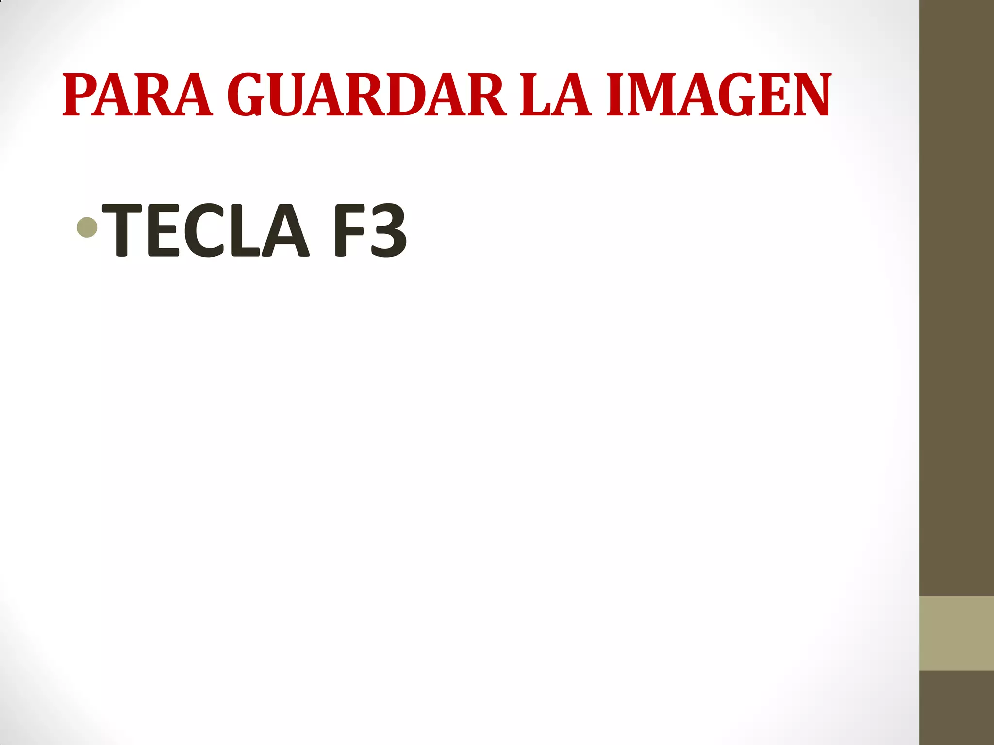 PARA GUARDAR LA IMAGEN
•TECLA F3
 