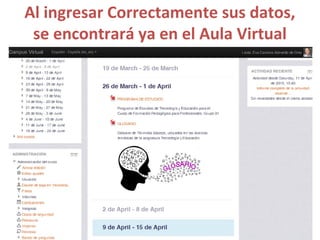 Al ingresar Correctamente sus datos,
se encontrará ya en el Aula Virtual
 