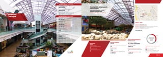 351
Centro	
Comercial
Cacique
MOVILIDAD
3
Accesos peatonales
Number of pedestrian entrances
Accesos vehiculares
Number of vehicle entrances
2
Mobility
Anclas / Anchor Stores 33.9 %
Comidas / Food 2.4 %
Entretenimiento / Entertainment 11.1 %
Comercio / Commercial Area 52.7 %
Discrimination of areas as the type of trade
Discriminación
de áreas según
el tipo de
comercio
4
Número de pisos / Number of floors
Número de parqueaderos /
Number of parking
1.663
40.150 m2
58.900 m2
Área predio / Area of the premises
Área comercial / GLA
Área construida total / Total area built
159.323 m2
Número de locales /
Number of establishments
265
Descripción general / General description
Descripción física / Physical description
Descripción del proyecto
Project description
Almacenes Éxito, Ripley, Cine Colombia
Locales de formato grande y mediano
Medium and large format areas
ÁREA DE COMIDAS
ÁREA DE ENTRETENIMIENTO
1.400 m2
12 / Cine ColombiaFood area
Entertainment area
Área de restaurantes / Restaurants area
Número de sillas/
Number of seats
No. de locales / Food service establishments
Salas de cine / Cinemas
Área cinemas /Area
Locales de entretenimiento infantil /
Children entertainment establishments
Área entretenimiento infantil / Area
www.caciquecc.com
DATOS  /  DATA
Apertura / Opening Year: 2102
Número de visitantes año 2012 /
Number of visitors in 2012: 4.600.000 de noviembre a diciembre
Dirección / Mall Address: Transversal 93 No. 34-15
Cobertura / Coverage: Metropolitana
4.897 m2
784
23
1
1.620 m2
Giovanny Castillo Gil - Gonmar Acevedo
Olaya - José María Ramírez Casas
Diseñadores / Mall Designers
Promotor / Mall Promotor
Constructor / Mall Building Developer
Marval S.A.
Marval S.A.
33.9 %
2.4 %
11.1 %
52.7 %
13.145 m2
Área hotel / Hotel area
190
Holiday Inn
Número de habitaciones del hotel /
Hotel rooms
Hotel / Hotel
 