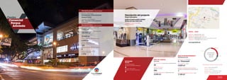 395
Centro	 	
Comercial 	
Parque 	
Arboleda
ÁREA DE COMIDAS
ÁREA DE ENTRETENIMIENTO
2.020 m2
2.825 m2
906
20
Food area
Entertainment area
Área de restaurantes / Restaurants area
Número de sillas /
Number of seats
No. de locales / Food service establishments Área cinemas / Area
1
1.124 m2
Área entretenimiento infantil / Area
MOVILIDAD
4
Accesos peatonales
Number of pedestrian entrances
Accesos vehiculares
Number of vehicle entrances
2
Mobility
Locales de entretenimiento infantil /
Children entertainment establishments
6 / Cinemark
Salas de cine / Cinemas
Anclas / Anchor Stores 25.2 %
Comidas / Food 6.1 %
Entretenimiento / Entertainment 12.0 %
Comercio / Commercial Area 56.7 %
Discrimination of areas as the type of trade
6.1 %
12.0 %
56.7 %
Discriminación
de áreas según
el tipo de
comercio
25.2 %
www.parquearboleda.com
DATOS  /  DATA
Apertura / Opening Year: 2010
Número de visitantes año 2012 /
Number of visitors in 2012: 4.770.739
Dirección / Mall Address: Avenida circunvalar No. 5-20
Cobertura / Coverage: Metropolitana
Descripción general / General description
Descripción física / Physical description
5
Número de pisos / Number of floors
Número de parqueaderos /
Number of parking
1.378
17.011 m2
32.969 m2
Área predio / Area of the premises
Área comercial / GLA
Área construida total / Total area built
108.000 m2
Número de locales /
Number of establishments
125
6.520 m2
Área en oficinas / Built office area
BMA-BodasMianiAngerArquitectos
&Asociados
Diseñador / Mall Designer
Promotor / Mall Promotor
Inversiones Colombianas
Arauco S.A.S.
Descripción del proyecto
Project description
Falabella, Almacenes Éxito,
Zara, Cinemark
Locales de formato grande y mediano
Medium and large format areas
Centro Comercial
Parque Arboleda
 