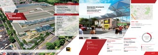427
Centro	 	
Comercial 	
Viva
Villavicencio
MOVILIDAD
2
Accesos peatonales
Number of pedestrian entrances
Accesos vehiculares
Number of vehicle entrances
3
Mobility
26.7 %
4.6 %
8.3 %
60.4 %
Anclas / Anchor Stores 26.7 %
Comidas / Food 4.6 %
Entretenimiento / Entertainment 8.3 %
Comercio / Commercial Area 60.4 %
Discrimination of areas as the type of trade
Discriminación
de áreas según
el tipo de
comercio
2
Número de pisos / Number of floors
Número de parqueaderos /
Number of parking
2.231
74.082 m2
53.541 m2
Área predio / Area of the premises
Área comercial / GLA
Área construida total / Total area built
137.246 m2
Número de locales /
Number of establishments
159
Descripción general / General description
Descripción física / Physical description
ÁREA DE COMIDAS
ÁREA DE ENTRETENIMIENTO
www.ccviva.com/villavicencio
2.470 m2
8 / Cine Colombia
3.741 m2
568
21
Food area
Entertainment area
Área de restaurantes / Restaurants area
Número de sillas /
Number of seats
No. de locales / Food service establishments
Salas de cine / Cinemas
Área cinemas / Area
DATOS  /  DATA
Apertura / Opening Year: 2014
Dirección / Mall Address: Calle 7 No. 45-185, La Esperanza
Cobertura / Coverage: Metropolitana
2
700 m2
Locales de entretenimiento infantil /
Children entertainment establishments
Área entretenimiento infantil / Area
Descripción del proyecto
Project description
Almacenes Éxito, Ripley, Flamingo,
Cine Colombia
Locales de formato grande y mediano
Medium and large format areas
1.555 m2
Área construida en oficinas /
Built office area
Contexto Urbano S.A.
Promotor / Mall Promotor
Diseñador / Mall Designer
Constructor / Mall Building Developer
Coninsa Ramón H. S.A.
Inmobiliaria Éxito
Las imágenes renders y fotomontajes expuestos son una representación artística del proyecto, por lo tanto algunos detalles pueden diferir del resultado
final. Elementos de decoración y mobiliario en general no están incluidos.
Las imágenes renders y fotomontajes expuestos son una representación artística del proyecto, por lo tanto
algunos detalles pueden diferir del resultado final. Elementos de decoración y mobiliario en general no
están incluidos.
 