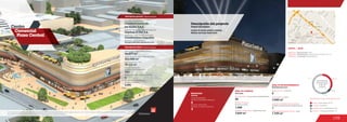 109
MOVILIDAD
5
Accesos peatonales
Number of pedestrian entrances
Accesos vehiculares
Number of vehicle entrances
2
Mobility 7.3 %
63.1 %
9.9 %
19.7 %
Discrimination of areas as the type of trade
Discriminación
de áreas según
el tipo de
comercio
Anclas / Anchor Stores 19.7 %
Comidas / Food 9.9 %
Entretenimiento / Entertainment 7.3 %
Comercio / Commercial Area 63.1 %
ÁREA DE COMIDAS
ÁREA DE ENTRETENIMIENTO
7.529 m2
8
3.845 m2
1.048
45
Food area
Entertainment area
Área de restaurantes / Restaurants area
Número de sillas /
Number of seats
No. de locales / Food service establishments
Salas de cine / Cinemas
Área cinemas / Area
1
1.729 m2
Locales de entretenimiento infantil /
Children entertainment establishments
Área entretenimiento infantil / Area
DATOS / DATA
Apertura / Opening Year: 2016
Dirección / Mall Address: Carreras 62 y 65 calles 12 y 13
Cobertura / Coverage: Metropolitana
Centro
Comercial
Plaza Central
56.077 m2
76.112 m2
Área predio / Area of the premises
Área comercial / GLA
Área construida total / Total area built
203.000 m2
Descripción general / General description
Descripción física / Physical description
Construcciones de
los Andes S.A.S.
Ospinas & Cía. S.A.
Tamayo y Montilla Arquitectos S.A.S.
Promotor / Mall Promotor
Diseñador / Mall Designer
Constructor / Mall Building Developer
Constructora Colpatria
Descripción del proyecto
Project description
Locales de formato grande y mediano
Medium and large format areas
4
Número de pisos / Number of floors
Número de parqueaderos /
Number of parking
2.681
Número de locales /
Number of establishments
353
Centro Comercial
Plaza Central
Gerencia Comercial / Sales Management
Las imágenes renders y fotomontajes expuestos son una representación artística del proyecto, por lo tanto algunos detalles pueden diferir del resultado
final. Elementos de decoración y mobiliario en general no están incluidos.
Las imágenes renders y fotomontajes expuestos son una representación artística del proyecto, por lo tanto
algunos detalles pueden diferir del resultado final. Elementos de decoración y mobiliario en general no
están incluidos.
 