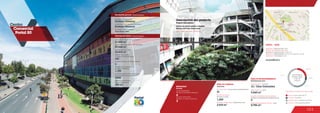 121
Centro
Comercial
Portal 80
MOVILIDAD
4
Accesos peatonales
Number of pedestrian entrances
Accesos vehiculares
Number of vehicle entrances
2
Mobility
22.7 %
6.8 %
27.3 %
43.2 %
Anclas / Anchor Stores 22.7 %
Comidas / Food 6.8 %
Entretenimiento / Entertainment 27.3 %
Comercio / Commercial Area 43.2 %
Discrimination of areas as the type of trade
Discriminación
de áreas según
el tipo de
comercio
5
Número de pisos / Number of floors
Número de parqueaderos /
Number of parking
1.150
21.000 m2
36.818 m2
Área predio / Area of the premises
Área comercial / GLA
Área construida total / Total area built
87.840 m2
Número de locales /
Number of establishments
341
Descripción general / General description
Descripción física / Physical description
ÁREA DE COMIDAS
www.portal80.com.co
2.510 m2
1.200
41
Food area
Área de restaurantes / Restaurants area
Número de sillas /
Number of seats
No. de locales / Food service establishments
DATOS / DATA
Apertura / Opening Year: 2004
Número de visitantes año 2012 /
Number of visitors in 2012: 17.455.130
Dirección / Mall Address: Transversal 100A No. 80A-20
Cobertura / Coverage: Zonal
ÁREA DE ENTRETENIMIENTO
12 / Cine Colombia
5.260 m2
Entertainment area
Salas de cine / Cinemas
Área cinemas / Area
2
4.786 m2
Locales de entretenimiento infantil /
Children entertainment establishments
Área entretenimiento infantil / Area
2008
Fecha de expansiones realizadas /
Date of performed expansions
Área de expansiones /
Area of expansions
180 m2
Descripción del proyecto
Project description
SAO, Cine Colombia, Bodytech
Locales de formato grande y mediano
Medium and large format areas
Édgar Bueno Tafur
Diseñador / Mall Designer
Promotor / Mall Promotor
Constructor / Mall Building Developer
Portales Urbanos
Portales Urbanos
 