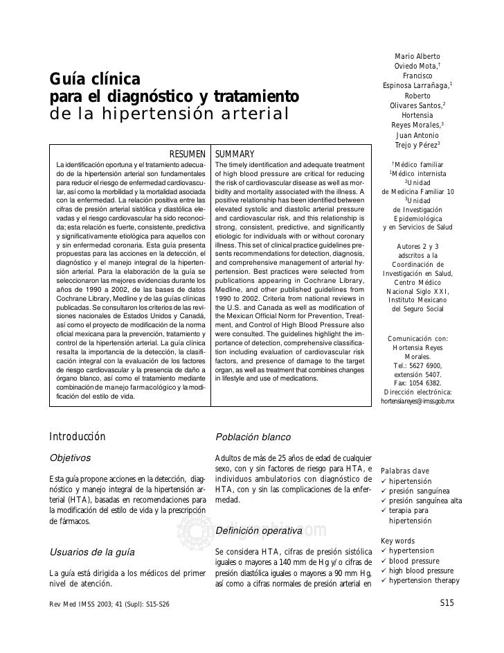 Guia clinica para hipertension imss Guia clinica para hipertension imss