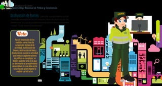 113
Actas
6
112
PolicíaNacionaldeColombia
Guía Código Nacional de Policía y Convivencia
Destrucción de bienes: para dar cumplimiento a este
precepto se empleará el documento “Acta de destrucción de
elementos”,elcualsepuedeencontrardentrodelaplataforma
virtual “Suite Vision Empresarial”.
Nota
Para la imposición de las
medidas correctivas de
suspensión temporal de
actividad, inutilización de
bienes, destrucción de bien y
disolución de reunión o actividad
que involucra aglomeraciones
de público no complejas, se
deberá levantar acta en la que
se documente el procedimiento
desarrollado, la cual debe estar
suscrita por quien impone la
medida y el infractor.
 