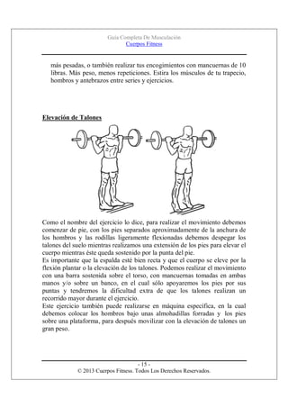 Guía Completa De Musculación
Cuerpos Fitness

más pesadas, o también realizar tus encogimientos con mancuernas de 10
libra...