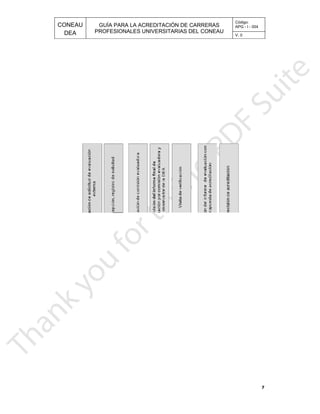 CONEAU APG - I - 004
Código:
PROFESIONALES UNIVERSITARIAS DEL CONEAU
GUÍA PARA LA ACREDITACIÓN DE CARRERAS
DEA V. 0
7
 