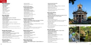 76 77
Olives (Santa María)
- Castro de Viladafonso
- Igrexa parroquial
- Casa reitoral
- Lagoa Sacra
- Castro de Viladafonso
- Iglesia parroquial
- Casa rectoral
- Lagoa Sacra de Olives
- Castro of Viladafonso
- Parochial church
- Rectory
- Lagoa Sacra of Olives
Orazo (San Pedro)
- Castro de Castrovite
- Hórreo de Valdarís
- Cruceiros, diante da igrexa e en Castrovite
- Igrexa parroquial
- Ermida de Santa Mariña de Orazo e Capela de San Lois
- Castro de Castrovite
- Hórreo de Valdarís
- Cruceros, delante de la iglesia y en Castrovite
- Iglesia parroquial
- Ermita de Santa Mariña de Orazo y Capilla de San Lois
- Castro of Castrovite
- Hórreo of Valdaris
- Stone crosses, in front of the church and in Castrovite
- Parochial church
- Chapel of Santa Mariña of Orazo and Chapel of San Lois
Ouzande (San Lourenzo)
- Cruceiros, no adro e detrás da igrexa
- Igrexa de orixe románica
- Muíños no regato da Fervenza e na Costa do Prado
- Cruceros en el atrio y detrás de la iglesia
- Iglesia de origen románica
- Molinos en el riachuelo de la cascada y en la Costa do Prado
- Stone crosses, in the atrium and behind the church
- Romanesque parochial church
- Mills in the stream of Fervenza and in Costa do Prado
Parada (San Pedro)
- Acueduto e Presa de Leira
- Igrexa parroquial
- Acueducto y Presa de Leira
- Iglesia parroquial
- Aqueduct and dam of Leira
- Parochial church
Paradela (Santa María)
- Ponte románica no río Liñares
- Cruceiro próximo á igrexa
- Igrexa parroquial
- Couto de Pesca de Ximonde
- Puente románica en el río Liñares
- Crucero próximo a la iglesia
- Iglesia parroquial
- Coto de Pesca de Ximonde
- Romanesque bridge in Liñares River
- Stone cross near the church
- Parochial church
- Fishing reserve of Ximonde
Pardemarín (Santa Eulalia)
- Mámoa en Campolongo
- Cruceiros, fronte á entrada á igrexa e nos lugares de Castrelo
de Abaixo, Castrelo de Arriba, Parada e Mexadoiro
- Igrexa parroquial
- Mámoa en Campolongo
- Cruceros, frente a la iglesia y en Castrelo de Abaixo, Castrelo
de Arriba, Parada y Mexadoiro
- Iglesia parroquial
- Mámoa in Campolongo
- Stone crosses opposite to the church and in Castrelo de
Abaixo, Castrelo de Arriba, Parada and Mexadoiro
- Parochial church
Remesar (San Cristovo)
- Castro de Remesar
- Cruceiro próximo ó adro da igrexa
- Igrexa parroquial románica
- Castro de Remesar
- Crucero próximo al atrio de la iglesia
- Iglesia parroquial románica
- Castro of Remesar
- Stone crosses, near the atrium of the church
- Romanesque parochial church
Ribeira (Santa Mariña)
- Hórreos de Otero e Araújo
- Cruceiros, fronte á entrada á igrexa, no lugar de Ribeira e no
de Barbude
- Igrexa parroquial renacentista
- Capela de San Vicente
- Hórreos de Otero y Araújo
- Cruceros, frente a la iglesia, en Ribeira y en Barbude
- Iglesia parroquial renacentista
- Capilla de San Vicente
- Hórreos of Otero and Araújo
- Stone crosses in the church, in Ribeira and Barbude
- Renaissance parochial church
- Capel of San Vicente
Ribela (Santa Mariña)
- Ponte de Ribela
- Restos da Ponte do Cura
- Cruceiros, fronte á igrexa parroquial e nos lugares de Entre-
castelo, Aldea Grande e no monte Cachopal
- Hórreo da rectoral
- Igrexa parroquial
- Puente de Ribela
- Restos de la Puente del Cura
- Cruceros, frente a la iglesia parroquial y en los lugares de
Entrecastelo, Aldea Grande y en el monte Cachopal
- Hórreo de la rectoral
- Iglesia parroquial
- Bridge of Ribela
- Remais of Ponte do Cura
- Stone crosses in the church and in Entrecastelo, Aldea Gran-
de and Cachopal Mount
- Hórreo of the rectory
- Parochial church
Riobó (San Martiño)
- Cruceiro no agro de San Martiño, no lugar da Mota
- Igrexa parroquial románica
- Ruínas da Torre da Barreira
- Pazo da Mota
- Restos da Fábrica de papel
- Crucero en el atrio de San Martiño, en A Mota
- Iglesia parroquial románica
- Ruinas de la Torre da Barreira
- Pazo da Mota
- Restos de la Fábrica de papel
- Stone crosses,in atrium of San Martiño,in A Mota
- Romanesque parochial church
- Ruins of the Barreira tower
- Pazo da Mota
- Remains of the Paper Factory
Igrexa de Ribeira GPS. 42º 44’ 22.97’’ N 8º 26’ 21.23’’ O
Acueduto de Leira GPS. 42º 38’ 28.4’’ N 8º 26’ 5.97’’ O
Parroquias
Parishes
 