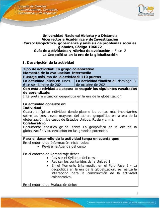 Guia de actividades y rúbrica de evaluación unidad 1 fase 2 - la geopolítica en la era de la globalización (1) 2 guia de actividades y rbrica de evaluacin unidad 1 fase 2 la geopoltica en la era de la globalizacin 1 1 638