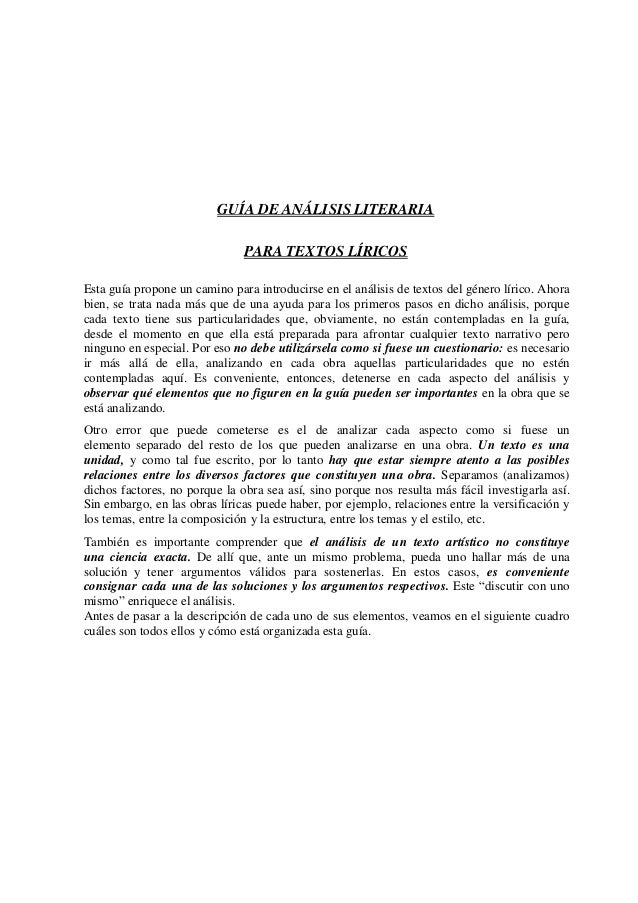 Guía de análisis literario para textos narrativos 2013