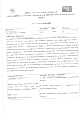 Guia de aprendizagem - Arte