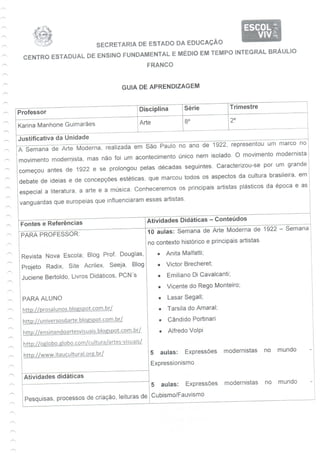 Guia de aprendizagem - Arte