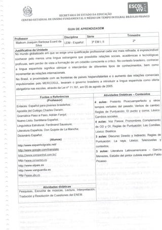 Guia de aprendizagem - Espanhol