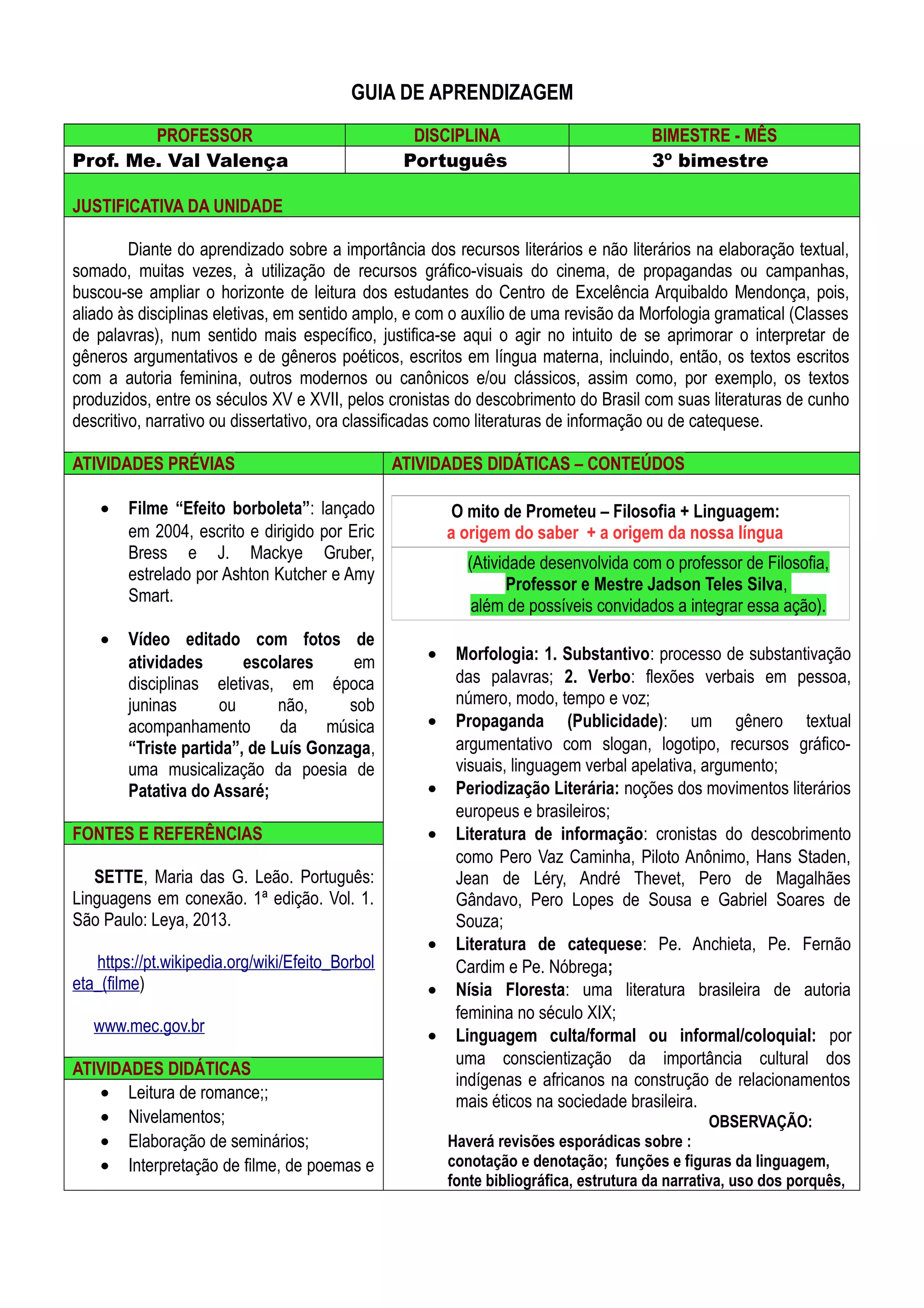 Guia de aprendizagem 3a unid out 2017 | PDF