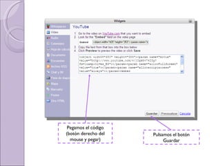 Pegamos el código (botón derecho del mouse y pegar) Pulsamos el botón Guardar 