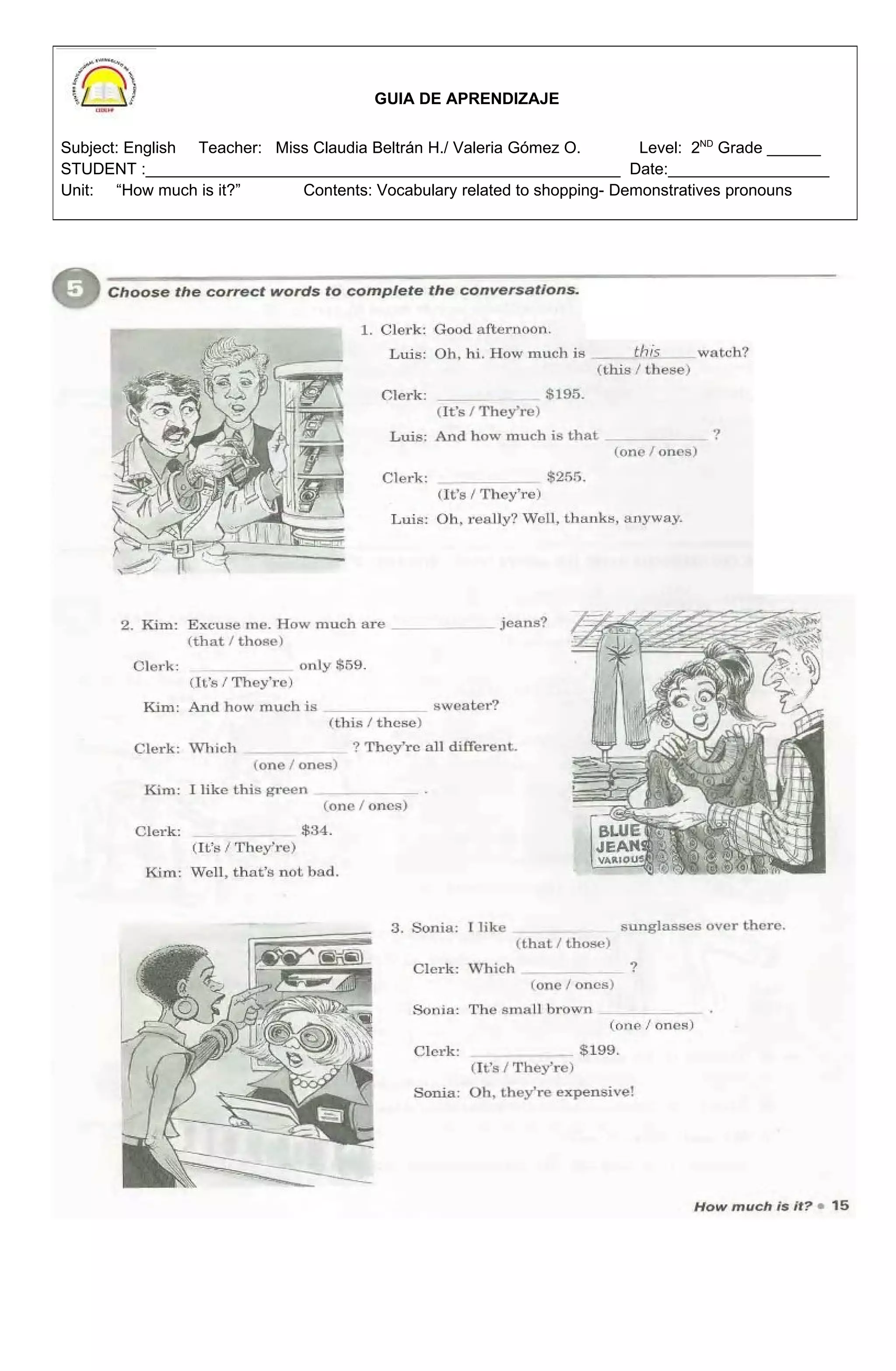 Guia de aprendizaje demostratives | DOC