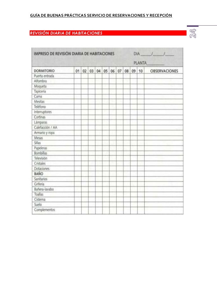 Guia De Buenas Practicas Servicio De Habitaciones