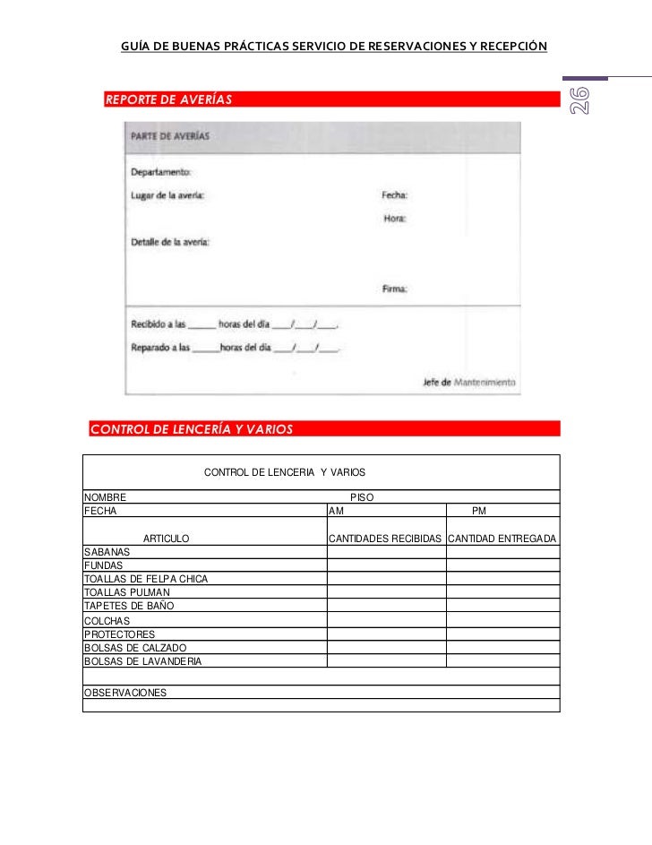 Guia De Buenas Practicas Servicio De Habitaciones