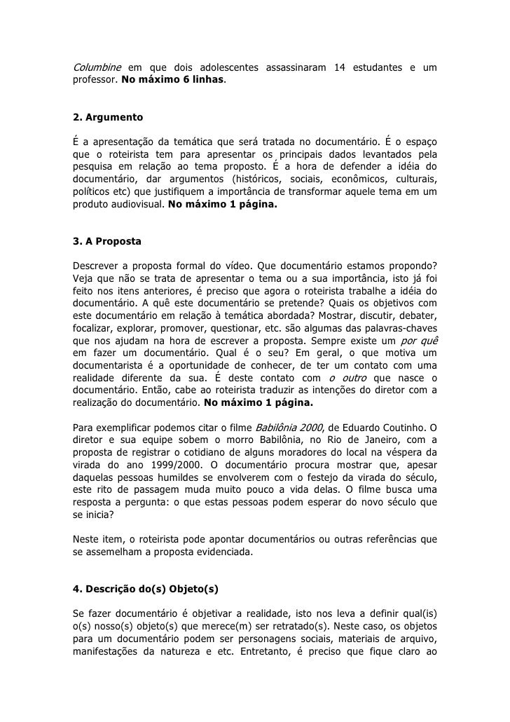 Guia de como elaborar um projeto para documentario Guia de como elaborar um projeto para documentario
