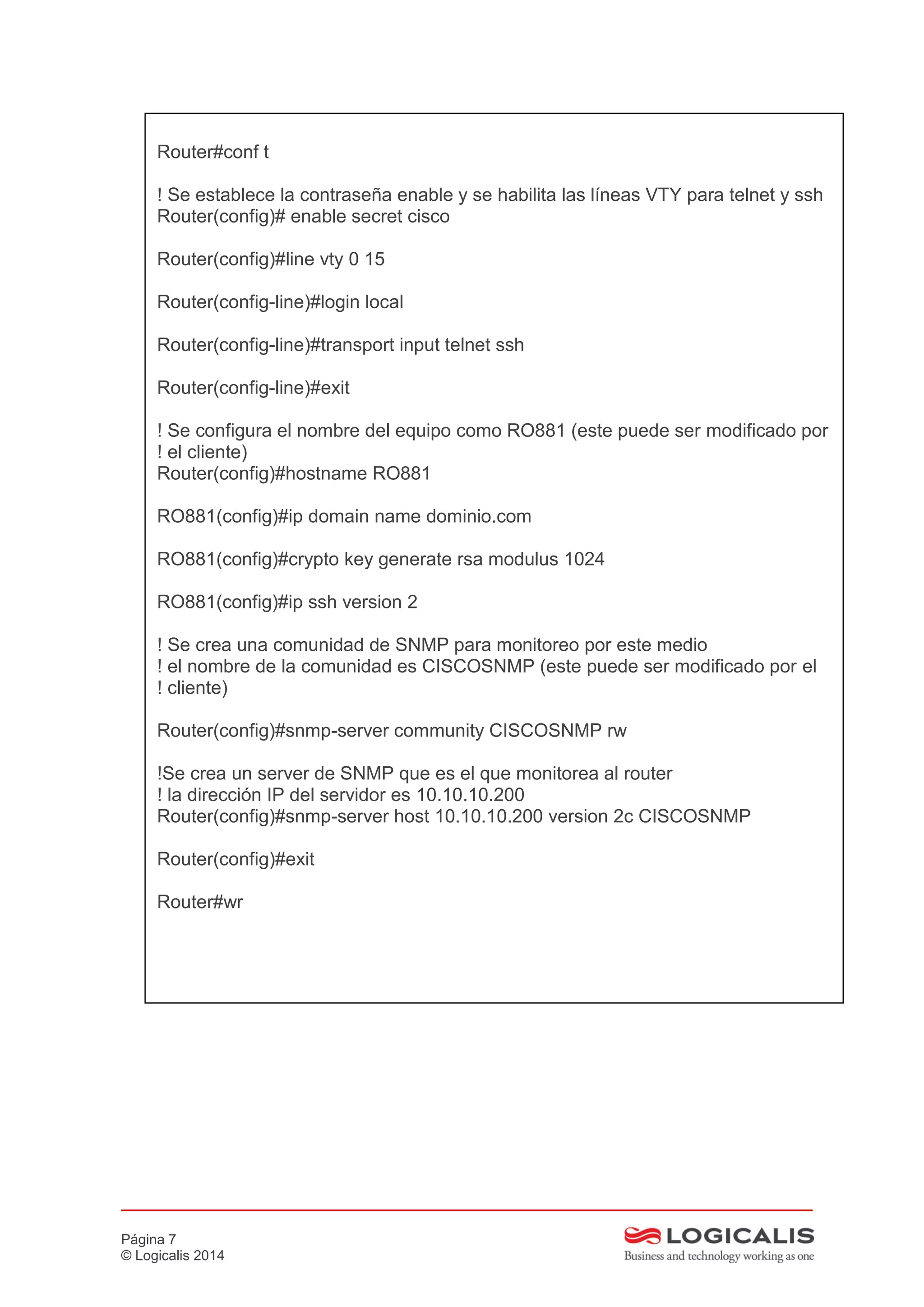 Guia de configuracion cisco 881 w logicalis | PDF