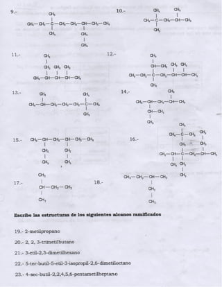 Guia de ejercicios alcanos y cicloalcanos
