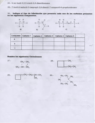 Guia de ejercicios alcanos y cicloalcanos