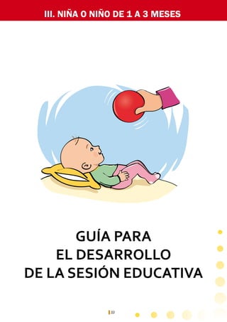 33
III. NIÑA O NIÑO DE 1 A 3 MESES
GUÍA PARA
EL DESARROLLO
DE LA SESIÓN EDUCATIVA
 