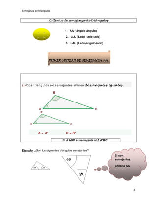 Semejanza de triángulos


                         Criterios de semejanza de triángulos


                                ...