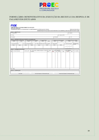 34
FORMULÁRIO: DEMONSTRATIVO DA EXECUÇÃO DA RECEITA E DA DESPESA E DE
PAGAMENTOS EFETUADOS
 