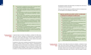 180                                                                                                                                                                                                                          181
                                                                                                                                                da operação do projeto. Essa etapa realiza uma aferição dos níveis de sus-
                                           ➜ Os parceiros conseguiram prover todos os recursos neces-                                           tentabilidade até então alcançados.
                                             sários para a instalação do empreendimento?
                                           ➜ O cronograma planejado para a instalação do empreendi-                                             Abaixo são identificadas algumas questões que devem ser tratadas duran-
                                             mento estava adequado à realidade encontrada durante sua                                           te a formulação de uma avaliação de médio prazo.
                                             instalação?
                                           ➜ Os equipamentos, as obras civis e as contratações de servi-
                                             ços, caso existam, foram plenamente adquiridos, construí-
                                             dos e contratados?                                                                                      Algumas questões que podem auxiliar na elaboração
                                           ➜ Ocorreu algum atraso significativo na execução das ativida-                                             e realização da avaliação de médio prazo
                                             des previstas no cronograma? (entenda como atraso signifi-
                                             cativo o tipo de atraso que produz efeitos negativos no prazo                                              ➜ As pessoas envolvidas com o empreendimento são os bene-
                                             final do projeto)                                                                                            ficiários indicados no planejamento do projeto?
                                           ➜ Os recursos necessários para a instalação do empreendi-                                                    ➜ Os beneficiários do projeto adquiriram conhecimento sufi-
                                             mento – recursos materiais, humanos e financeiros – estão                                                    ciente sobre o negócio?
                                             disponíveis para a execução das atividades previstas no cro-
                                                                                                                                                        ➜ O projeto está sendo capaz de envolver a quantidade de be-
                                             nograma do projeto?
                                                                                                                                                          neficiários planejados em sua formulação?
                                           ➜ Os recursos do projeto estão sendo utilizados de forma ra-
                                                                                                                                                        ➜ É identificada na avaliação qualitativa a percepção de consti-
                                             cional, sem desperdícios?
                                                                                                                                                          tuição de rede de suporte ao beneficiário do projeto?
                                           ➜ As instalações do empreendimento estão em conformidade
                                                                                                                                                        ➜ O projeto influenciou o crescimento de outros empreendi-
                                             com os critérios ambientais formulados no projeto?
                                                                                                                                                          mentos locais ou regionais?
                                           ➜ Os beneficiários estão capacitados e adquiriram as habilida-
                                                                                                                                                        ➜ O projeto tem ajudado a criar novos postos de trabalho?
                                             des necessárias, ou já as possuem, de forma suficiente, para
                                             o início da operação do projeto?                                                                           ➜ O projeto apresentou algum resultado de impacto ambiental
                                                                                                                                                          significativo?
                                                                                                                                                        ➜ Quais são os custos do projeto? Os benefícios gerados por
                                                                                                                                                          ele justificam esses custos?
      a avaliação de médio PRazo   A segunda etapa do processo de avaliação, a avaliação de médio prazo,                                                ➜ O projeto é potencialmente replicável? É possível instalar fa-
         deve ocoRReR duRante a
                                   deve ocorrer durante a operação do empreendimento, aproximadamente                                                     cilmente e de forma eficiente novas unidades desse empre-
                       oPeRação
                                                                                                                                                          endimento caso seja necessário?
                                   entre doze e vinte e quatro meses após o início do projeto, tratando-se de
                                                                                                                                                        ➜ Os resultados parciais do projeto indicam que o empreen-
                                   um projeto típico de geração de trabalho e renda, podendo esse período
                                                                                                                                                          dimento tem potencial para alcançar o objetivo geral e as
                                   variar conforme o prazo de duração do projeto.                                                                         metas estabelecidas no planejamento?

                                   A avaliação de médio prazo é realizada principalmente para que se possam
                                   verificar os resultados parciais do projeto, quando o empreendimento já
                                                                                                                   a avaliação de lonGo PRazo   A terceira e última etapa do processo de avaliação, a avaliação de longo
                                   está instalado, já evoluiu minimamente e seus problemas e virtudes podem          deve ocoRReR no final do
                                                                                                                                                prazo, deve ocorrer durante a operação do empreendimento, aproximada-
                                                                                                                                     PRojeto
                                   ser percebidos. Essa avaliação verifica se o projeto está na direção correta,
                                                                                                                                                mente entre dois e três anos após a instalação do empreendimento, ao final
                                   se já apresenta alguns resultados, mesmo que parciais, que indiquem que
                                                                                                                                                do projeto, tratando-se de um projeto típico de geração de trabalho e ren-
                                   os objetivos e as metas potencialmente poderão ser cumpridos até o final
                                                                                                                                                da, podendo esse período variar conforme o prazo de duração do projeto.
 