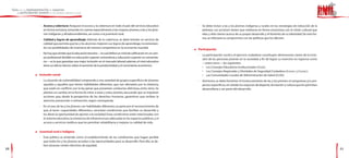 - Acceso y cobertura: Asegurar el acceso y la cobertura en todo el país del servicio educativo            - Se debe incluir a las y los jóvenes indígenas y rurales en las estrategias de reducción de la
           en forma inclusiva, tomando en cuenta especialmente a las mujeres jóvenes, a las y los jóve-              pobreza. Las acciones tienen que realizarse en forma armoniosa con la visión cultural que
           nes indígenas y afrodescendientes, así como a la juventud rural.                                          ellas y ellos tienen acerca de su propio desarrollo y el fomento de su identidad. De esta for-
         - Calidad y logros de aprendizaje: Además de la cobertura, se debe brindar un servicio de                   ma, se reforzará su compromiso con las políticas que los afectan.
           calidad que permita que las y los alumnos mejoren sus logros de aprendizaje, incrementan-
           do sus posibilidades de insertarse de manera competitiva en la economía mundial.
                                                                                                               l   Participación
         - No hay que olvidar que la educación terciaria —la cual define un nivel de calificación en un cam-
                                                                                                                   - La participación social y el ejercicio ciudadano constituyen dimensiones claves de la inclu-
           po profesional dividido en educación superior universitaria y educación superior no universita-
                                                                                                                     sión de las personas jóvenes en la sociedad, a fin de lograr su inserción en espacios como
           ria— es la que garantiza una mejor inclusión en el mercado laboral; además, el nivel educativo
                                                                                                                     —entre otros— los siguientes:
           tiene un efecto directo sobre el aumento de la productividad y el crecimiento económico.
                                                                                                                     •	 Los	Consejos	Educativos	Institucionales	(Conei).
                                                                                                                     •	 Los	Consejos	Regionales	y	Distritales	de	Seguridad	Ciudadana	(CoreSec y CodiSec).
     l   Inclusión social                                                                                            •	 Las	Comunidades	Locales	de	Administración	de	Salud	(CLAS).
         - La situación de vulnerabilidad comprende a una variedad de grupos específicos de jóvenes:               - Asimismo, se debe fomentar el involucramiento de las y los jóvenes en programas y/o pro-
           aquellas y aquellos que tienen habilidades diferentes, que son afectados por la violencia,                yectos específicos, sin olvidar los espacios de deporte, recreación y cultura que les permitan
           que están en conflicto con la ley penal, que presentan conductas delictivas, entre otros. Se              desarrollarse y ser parte del desarrollo.
           plantea un cambio en la forma de mirar a estas y estos jóvenes, buscando que se impulsen
           acciones que, desde la perspectiva de los derechos humanos, garanticen que reciban la
           atención, prevención o reinserción, según corresponda.
         - En el caso de las y los jóvenes con habilidades diferentes, se parte por el reconocimiento de
           que, al tener «capacidades diferentes», necesitan condiciones que faciliten su desarrollo y
           les abran la oportunidad de aportar a la sociedad. Estas condiciones están relacionadas con
           el sistema educativo, la existencia de infraestructura adecuada en los espacios públicos, y el
           acceso a servicios médicos que les permitan rehabilitarse y mejorar su calidad de vida.

     l   Juventud rural e indígena
         - Esta política se entiende como el establecimiento de las condiciones que hagan posible
           que todos los y las jóvenes accedan a las oportunidades para su desarrollo. Para ello, se de-
           ben alcanzar niveles efectivos de equidad.
20                                                                                                                                                                                                                    21
 