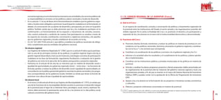 economía regional, así como fomentar las inversiones, las actividades y los servicios públicos de   2.1 EL CONSEJO REGIONAL DE LA JUVENTUD (Coreju)
           su responsabilidad, en armonía con las políticas y planes nacionales y locales de desarrollo.
        •	 En	su	artículo	17,	la	Ley	de	Bases	de	la	Descentralización	establece	que	los	gobiernos	regio-
                                                                                                               a) Qué es el Coreju
           nales y locales están obligados a promover la participación ciudadana en la formulación, el
           debate y la concertación de sus planes de desarrollo y presupuesto, así como en la gestión              Es un espacio de coordinación, consulta y concertación de políticas y lineamientos regionales de
           pública. También señala que se debe promover que las y los ciudadanos participen en la                  la juventud entre las instituciones del Estado, el sector privado y las organizaciones juveniles del
           conformación y el funcionamiento de los espacios y mecanismos de consulta, concerta-                    ámbito regional. Por lo tanto, la finalidad del coreju es promover el derecho a la participación y
           ción, control, evaluación y rendición de cuentas. Esta participación se canaliza a través de            expresión de las y los jóvenes en el marco de la institucionalidad democrática y descentralizada.
           los espacios de consulta, coordinación, concertación y vigilancias existentes, y de aquellos
           que los gobiernos regionales y locales establezcan de acuerdo con la ley.                           b) Funciones del Coreju
        •	 D.	S.	N.°	027-2007-PCM,	artículo	2,	que	define	y	establece	las	políticas	nacionales	de	obliga-
           torio cumplimiento para las entidades del gobierno nacional.                                            l   Promover, diseñar, formular, monitorear y evaluar las políticas en materia de juventud, en con-
                                                                                                                       cordancia con las políticas nacionales. Asimismo, alcanzarlas al gobierno regional y coordinar-
     - De alcance regional                                                                                             las con la Senaju13 y los sectores que corresponda.
       •	 Ley	Orgánica	de	Gobiernos	Regionales	N.°	27867,	que	en	su	artículo	8	indica	que	la	participa-
                                                                                                                   l   Contribuir a la coordinación de las políticas y acciones con el gobierno regional y los CLJ.
          ción es uno de los principios rectores de las políticas y la gestión regional. Según esta ley, la
          gestión regional desarrollará y hará uso de instancias y estrategias concretas de participación          l   Informar a la sociedad sobre los resultados y el cumplimiento de las políticas y planes aproba-
          ciudadana en las fases de formulación, seguimiento, fiscalización y evaluación de la gestión                 dos e implementados.
          de gobierno, así como en la ejecución de los planes, presupuestos y proyectos regionales.                l   Coordinar con las instituciones públicas y privadas involucradas en las políticas en materia de
       •	 Asimismo,	en	el	artículo	60	de	esta	ley	se	menciona	que,	en	materia	de	desarrollo	social	e	                  juventud.
          igualdad de oportunidades, los gobiernos regionales tienen —entre otras— las funciones de
                                                                                                                   l   Articular y canalizar los planes, programas, proyectos y demás propuestas viables presentadas por
          formular, aprobar y evaluar las políticas de desarrollo social e igualdad de oportunidades, en
                                                                                                                       las organizaciones de la juventud ante las instancias del gobierno nacional, regional y local y las
          concordancia con la política general del gobierno nacional, los planes sectoriales y los progra-
                                                                                                                       organizaciones privadas, a fin de que se inserten en el marco del Sistema Nacional de Inversiones
          mas correspondientes de los gobiernos locales. También se señala que tienen la función de
                                                                                                                       Públicas (SNIP) y puedan contar con la aprobación de la Oficina de Programación de Inversiones
          promover una cultura de paz e igualdad de oportunidades.
                                                                                                                       (OPI).
     - De alcance local                                                                                            l   Apoyar a las y los jóvenes en la formulación de sus proyectos e iniciativas sociales, económicas
       •	 En	el	inciso	2.9	del	artículo	84	de	la	Ley	Orgánica	de	Municipalidades	N.°	27972,	se	señala	que	             y culturales.
          una de las funciones de la municipalidad distrital consiste en promover el desarrollo integral
          de la juventud para el logro de su bienestar físico, psicológico, social, moral y espiritual. Asi-       l   Elaborar y proponer ordenanzas concertadas en materia de juventud.
          mismo, debe promover la participación activa de las y los jóvenes en la vida política, social,       13 La Senaju, creada mediante el D. S. 001-2009-ED, es el ente rector de políticas nacionales en materia de juventud. Para coordinar con los
          cultural y económica del gobierno local.                                                                Coreju y/o con los CLJ, en el futuro la Senaju contará con un coordinador regional.
24                                                                                                                                                                                                                                                            25
 