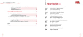 Abreviaciones
                c) Integración del CLJ a la estructura de la municipalidad ................................................. 34
                d) Proceso de conformación del CLJ ......................................................................................... 35                                     CLAS      Comunidad Local de Administración de Salud
                e) Estructura del CLJ ...................................................................................................................... 37                     CodiSeC   Consejo Distrital de Seguridad Ciudadana
                f ) Niveles de interrelación del CLJ ............................................................................................. 40                               Conei     Consejo Educativo Institucional
                                                                                                                                                                                    Coreju    Consejo Regional de Juventud
    3. Diseño del Plan Regional de la Juventud .................................................................................... 43
                                                                                                                                                                                    CoreSeC   Consejo Regional de Seguridad Ciudadana
         3.1 Políticas de juventud ...................................................................................................................... 43
                                                                                                                                                                                    CLJ       Consejo Local de Juventud
                a) El Plan Nacional de la Juventud (PNJ) .................................................................................. 43
                                                                                                                                                                                    MiMdeS    Ministerio de la Mujer y Desarrollo Social
                b) Las políticas nacionales en materia de juventud ............................................................. 46
                                                                                                                                                                                    PCM       Presidencia del Consejo de Ministros
         3.2 Gestión regional en materia de juventud en el marco nacional ........................................ 48
                                                                                                                                                                                    OPI       Oficina de Programación de Inversiones
         3.3 El proceso de diseño del Plan Regional de la Juventud ....................................................... 50
                a) Identificación de los actores .................................................................................................... 50                            PeSeM     Plan Estratégico Sectorial Multianual
                b) El diagnóstico participativo ..................................................................................................... 53                            PNAIA     Plan Nacional de Acción por la Infancia y Adolescencia
                c) El diseño participativo del Plan Regional de la Juventud................................................ 56                                                      PNJ       Plan Nacional de la Juventud
                                                                                                                                                                                    PNP       Policía Nacional del Perú
    Anexo             ........................................................................................................................................................ 65
                                                                                                                                                                                    RUOS      Registro de Organizaciones Sociales
    Bibliografía ................................................................................................................................................... 69
                                                                                                                                                                                    Senaju    Secretaría Nacional de la Juventud
                                                                                                                                                                                    SIS       Seguro Integral de Salud
                                                                                                                                                                                    SNIP      Sistema Nacional de Inversiones Públicas
                                                                                                                                                                                    UGEL      Unidad de Gestión Local




4                                                                                                                                                                                                                                                      5
 