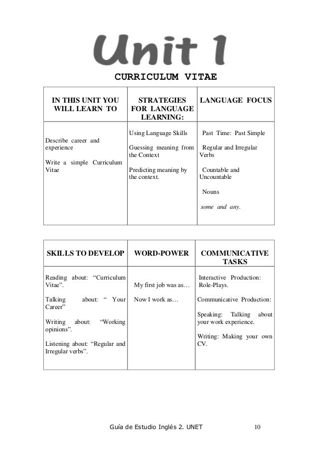 Curriculum En Ingles
