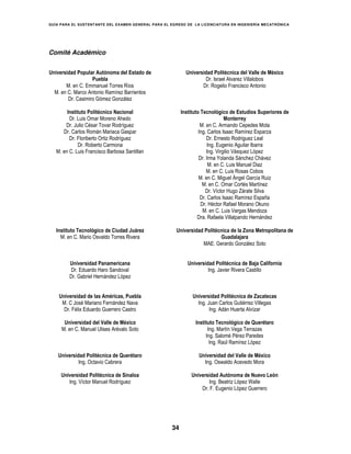 GUÍA PARA EL SUSTENT ANTE DEL EXAMEN GENERAL PARA EL EGRESO DE LA LICENCIATURA EN INGENIERÍA MECATRÓNICA




Comité Académico


Universidad Popular Autónoma del Estado de                  Universidad Politécnica del Valle de México
                   Puebla                                           Dr. Israel Alvarez Villalobos
       M. en C. Emmanuel Torres Ríos                               Dr. Rogelio Francisco Antonio
  M. en C. Marco Antonio Ramírez Barrientos
        Dr. Casimiro Gómez González

        Instituto Politécnico Nacional                    Instituto Tecnológico de Estudios Superiores de
         Dr. Luis Omar Moreno Ahedo                                             Monterrey
       Dr. Julio César Tovar Rodríguez                              M. en C. Armando Cepedes Mota
      Dr. Carlos Román Mariaca Gaspar                              Ing. Carlos Isaac Ramírez Esparza
         Dr. Floriberto Ortiz Rodríguez                                Dr. Ernesto Rodriguez Leal
             Dr. Roberto Carmona                                        Ing. Eugenio Aguilar Ibarra
   M. en C. Luis Francisco Barbosa Santillan                           Ing. Virgilio Vásquez López
                                                                   Dr. Irma Yolanda Sánchez Chávez
                                                                        M. en C. Luis Manuel Diaz
                                                                       M. en C. Luis Rosas Cobos
                                                                   M. en C. Miguel Ángel García Ruiz
                                                                     M. en C. Omar Cortés Martínez
                                                                       Dr. Víctor Hugo Zárate Silva
                                                                    Dr. Carlos Isaac Ramírez España
                                                                    Dr. Héctor Rafael Morano Okuno
                                                                     M. en C. Luis Vargas Mendoza
                                                                  Dra. Rafaela Villalpando Hernández

   Instituto Tecnológico de Ciudad Juárez              Universidad Politécnica de la Zona Metropolitana de
     M. en C. Mario Osvaldo Torres Rivera                                 Guadalajara
                                                                  MAE. Gerardo González Soto


         Universidad Panamericana                            Universidad Politécnica de Baja California
         Dr. Eduardo Haro Sandoval                                    Ing. Javier Rivera Castillo
         Dr. Gabriel Hernández López


    Universidad de las Américas, Puebla                        Universidad Politécnica de Zacatecas
     M. C José Mariano Fernández Nava                            Ing. Juan Carlos Gutiérrez Villegas
      Dr. Félix Eduardo Guerrero Castro                                Ing. Adán Huerta Alvízar

      Universidad del Valle de México                           Instituto Tecnológico de Querétaro
     M. en C. Manuel Ulises Arévalo Soto                              Ing. Martín Vega Terrazas
                                                                     Ing. Salomé Pérez Paredes
                                                                       Ing. Raúl Ramírez López

    Universidad Politécnica de Querétaro                          Universidad del Valle de México
             Ing. Octavio Cabrera                                   Ing. Oswaldo Acevedo Mora

     Universidad Politécnica de Sinaloa                       Universidad Autónoma de Nuevo León
        Ing. Víctor Manuel Rodríguez                                 Ing. Beatriz López Walle
                                                                  Dr. F. Eugenio López Guerrero




                                                     34
 
