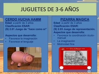 JUGUETES DE 3-6 AÑOS
CERDO HUCHA HAMM
Edad: a partir de 3 años
Clasificación ESAR:
(S) 2.01 Juego de “hace como si”
Aspect...