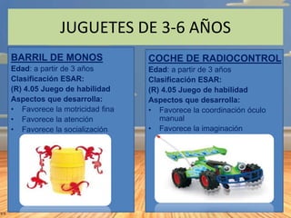 JUGUETES DE 3-6 AÑOS
BARRIL DE MONOS

COCHE DE RADIOCONTROL

Edad: a partir de 3 años
Clasificación ESAR:
(R) 4.05 Juego d...
