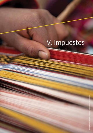 V. Impuestos
115Guía de Negocios e Inversión en el Perú
Artesanatextil(detalle).Fotografía:CésarVallejoslPromPerú©
V. Impuestos
 