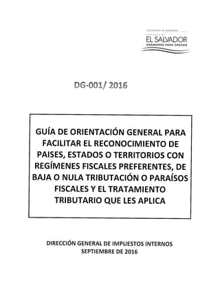 Guia de orientacion DG-001-2016 Paraisos Fiscales