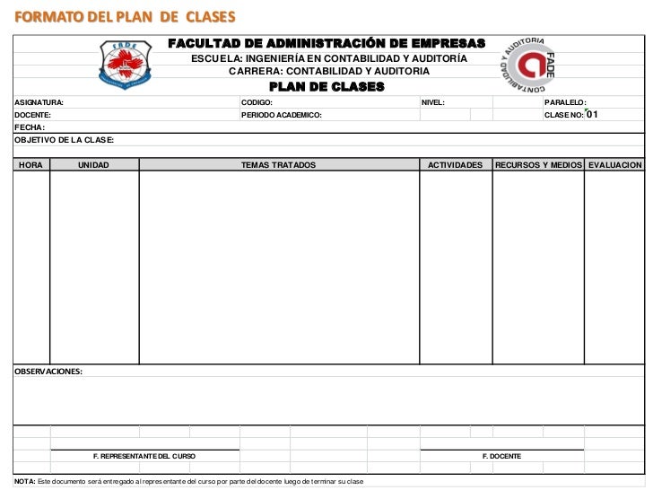 formato de planeacion de clases