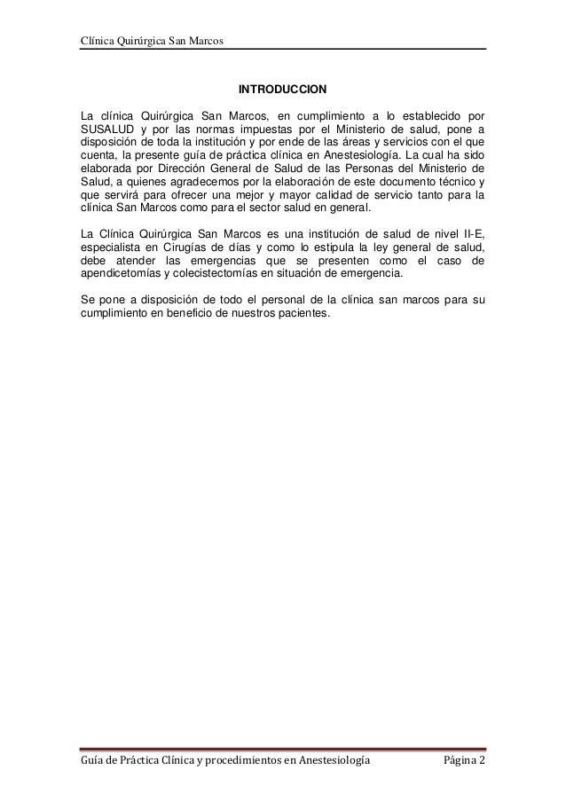 Guia de practica clinica anestesiologia Guia de practica clinica anestesiologia