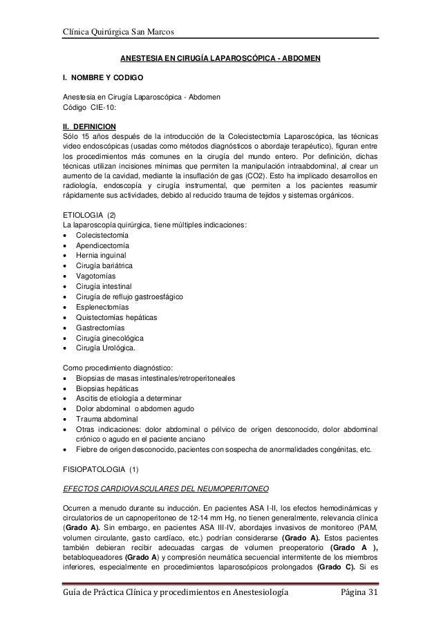 Guia de practica clinica anestesiologia Guia de practica clinica anestesiologia