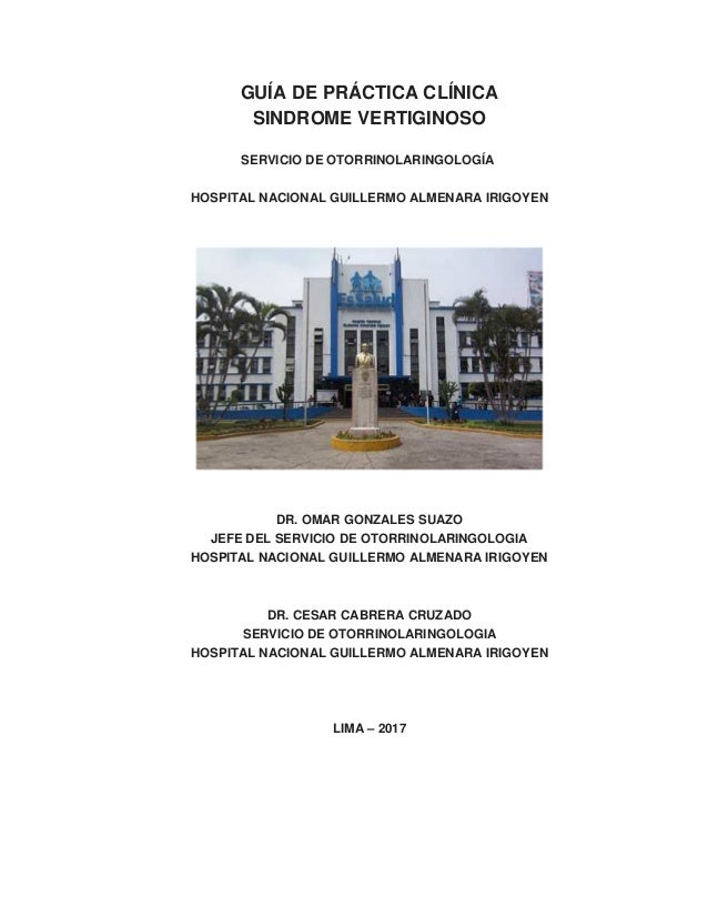 GUIA DE PRACTICA CLINICA DE SINDROME VERTIGO GUIA DE PRACTICA CLINICA DE SINDROME VERTIGO