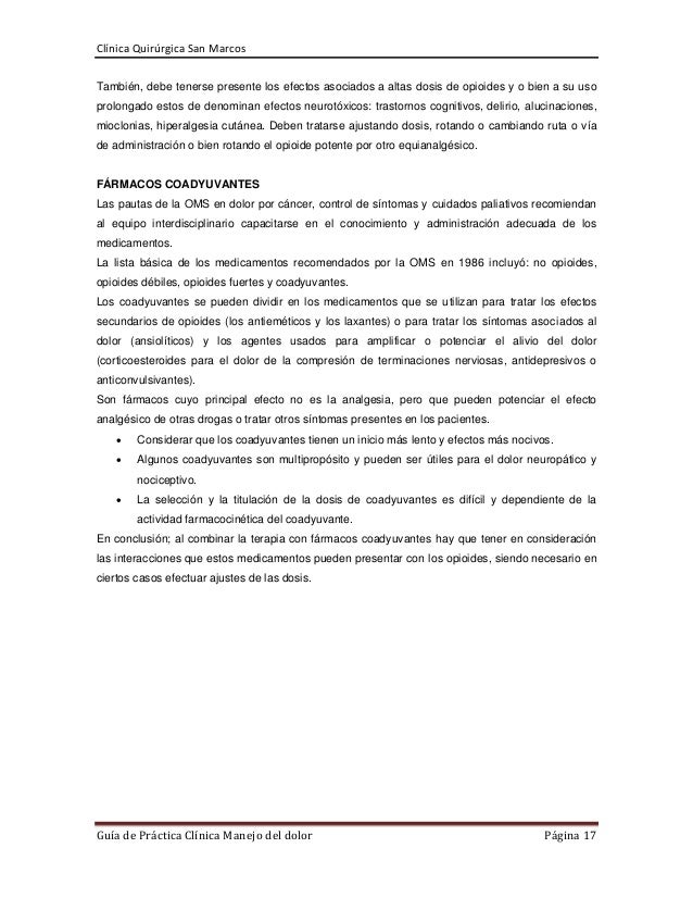 Guia de practica clinica manejo del dolor Guia de practica clinica manejo del dolor