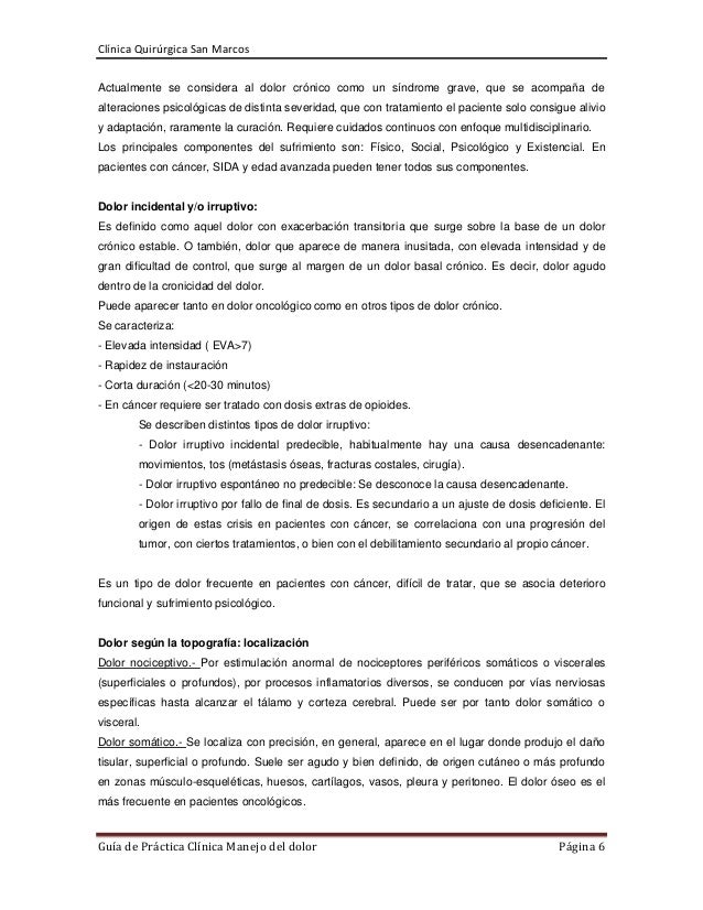 Guia de practica clinica manejo del dolor Guia de practica clinica manejo del dolor